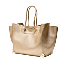Luxury Gold Women Leather Handbag Casual Elegant Ladies Leather Tote Bags Designer Handbags For Women Famous Brands Shoulder Bag
