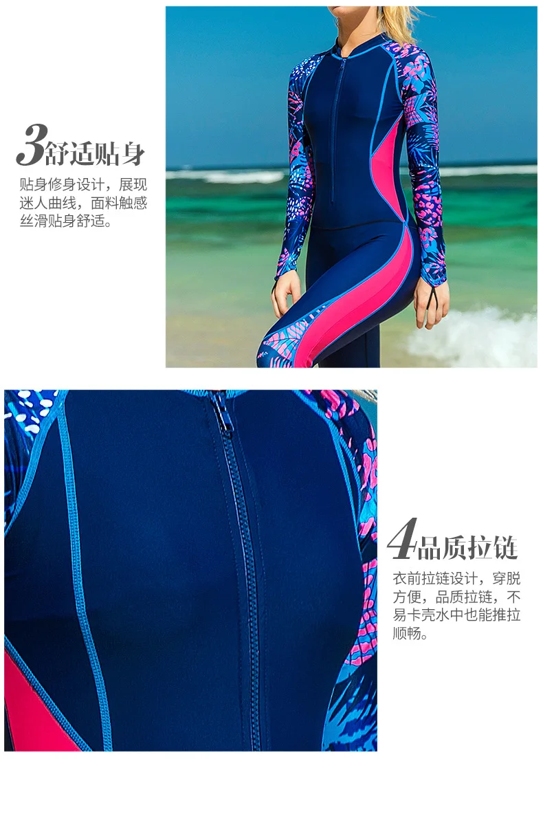 SBART Women's One-piece Thin Diving Suit Long Sleeve Sunscreen Swimsuit Jellyfish Swim Snorkeling Surfing Suit