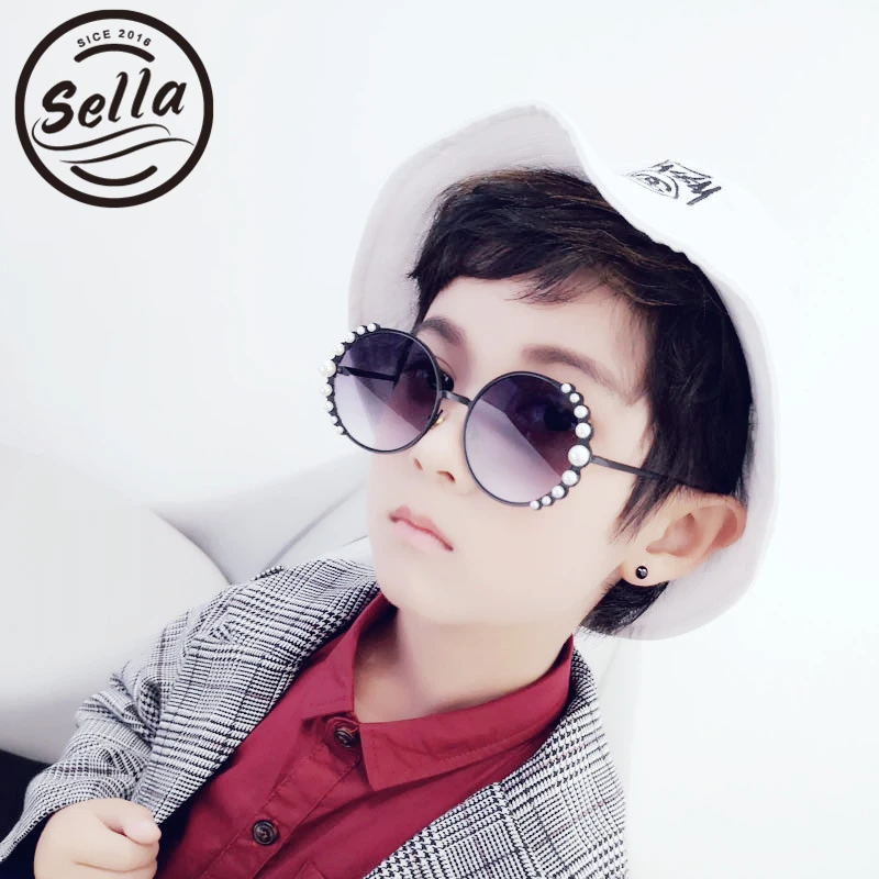 

Sella Ins Hot Girls Boys Fashion Round Sunglasses Brand Designer Alloy Frame Gradient Lens Ocean Color Children Eyewear Shade