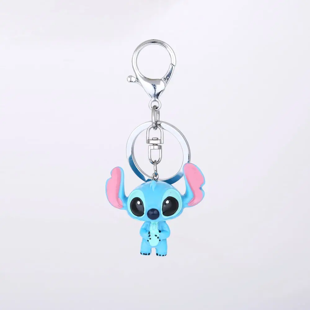 

Best Lilo and Stitch Cute Keychain Jewelry Metal Blue Pendants Cartoon Stainless Steel Key Ring Trendy Cosplay Gifts for Women