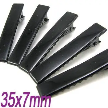 

DIYJewelry Findings-35x7mm Black flat metal hair alligator clip baby