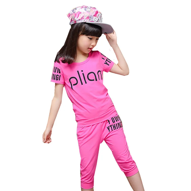 Baby girls summer clothing sports suits kids girls clothes sets age 5 6