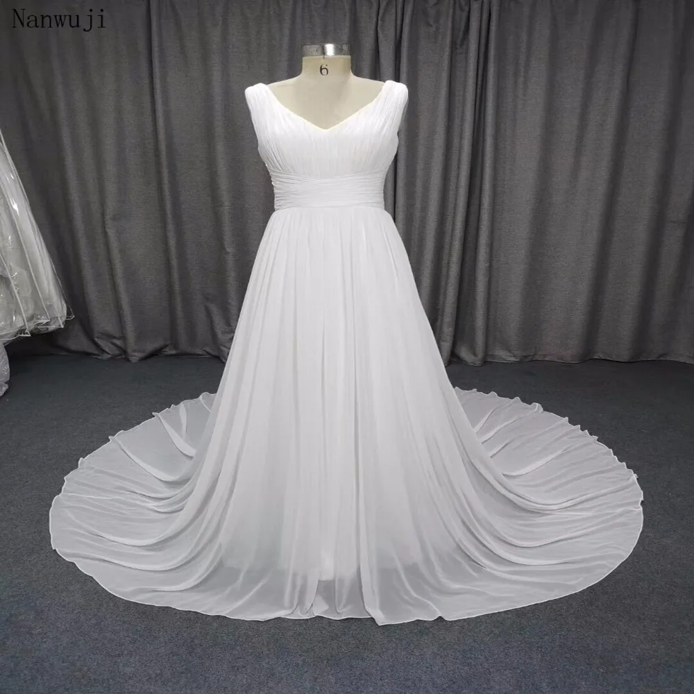 Eslieb свадебное платье 2018 v-образным вырезом Свадебные платья бисером суд Поезд Пляжные Свадебные платья Robe De Mariage Vestido de Noiva