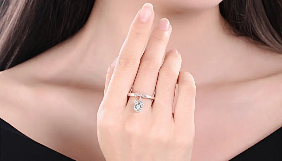 Kaletine кольцо с милым Микки из серебра 925 пробы для женщин Подвеска мышь Шарм CZ модные украшения