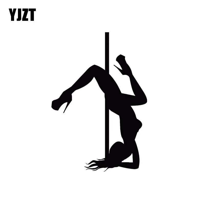 

YJZT 9*13CM Sexy Girl Pole Dancing Popular Fashion Style Vinyl Decal Black/Silver Car Sticker Cartoon Design C20-0781