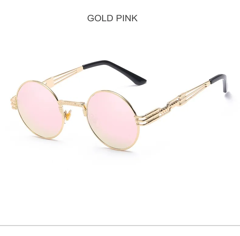 Роскошные круглые солнцезащитные очки в металлической оправе стимпанк мужские Для женщин модные очки Брендовая дизайнерская обувь в ретро-стиле Винтаж очки в стиле стимпанк UV400