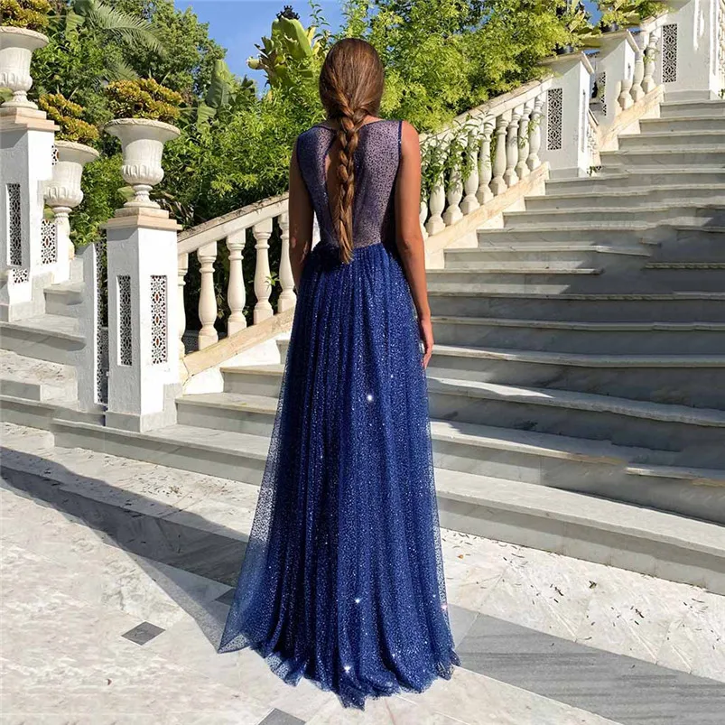 2019 Women Dazzlingly Beautiful Sexy Sling Cross Wedding Elegant Party Evening Slim Hollow Sequin Dress Vestidos L15 (6)
