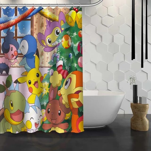 Custom Pokemon Shower Curtain Waterproof Fabric Shower Curtain for