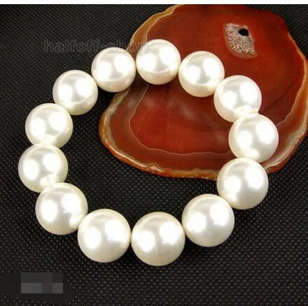 

Huge 16MM White South SeaShell Pearl Beads Bracelet@^Noble style Natural Fine jewe FREE SHIPPING