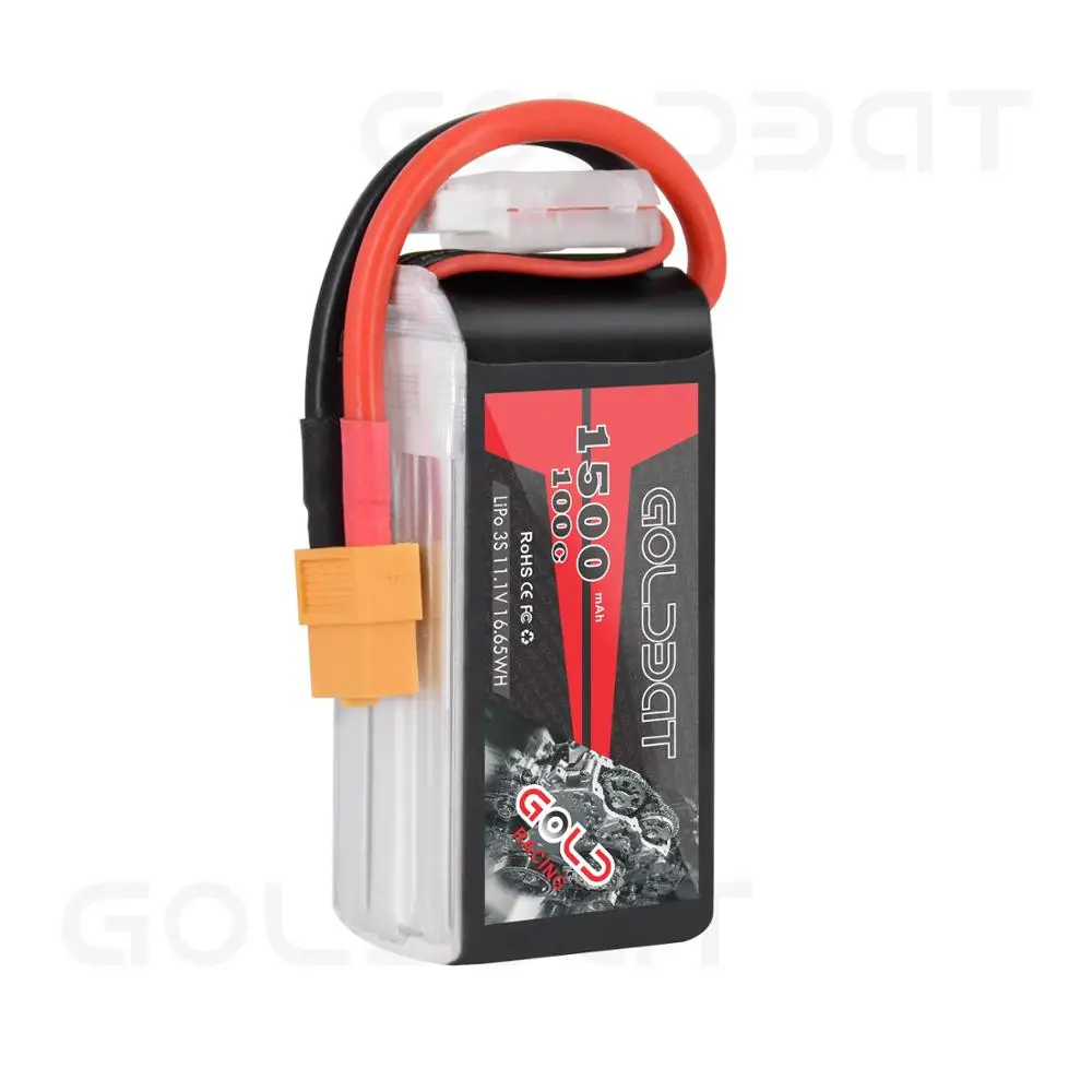 Tanie 2 jednostki GOLDBAT 1500mAh 11.1v bateria lipo dla fpv akumulator lipo 11.1V 3S 100C akumulator lipo dla Drone z wtyczką XT60 dla fpv heli