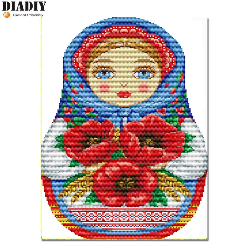 

Diamond Embroidery Cartoon Doll Handicraft Full Square Diamond Painting Cross Stitch Russian matryoshka Rhinestones