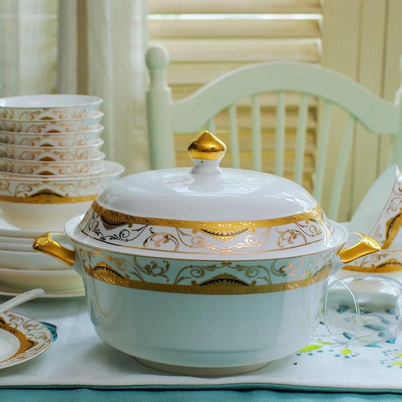 US $403.32 60pieces Ceramic Tableware Set Bowl Jingdezhen Bone China Tableware Bowl Dish European Style Household