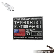 Охотничий билет для терактов, вышивка, железная куртка, нашивка, свободная Байкерская аппликация, индивидуальный дизайн, одежда, наклейки