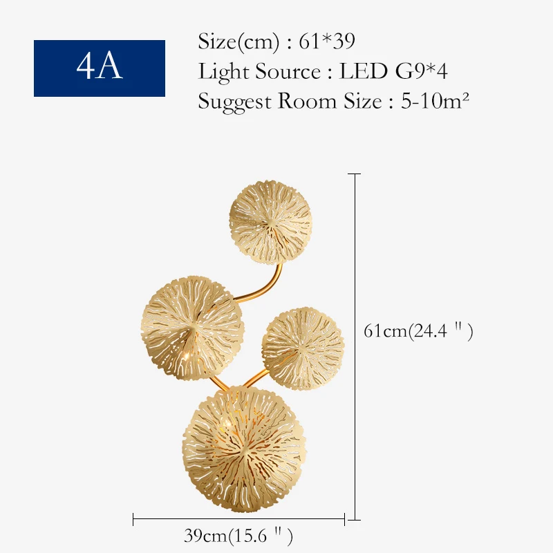 Umeiluce скандинавский постмодерн металлический светодиодный настенный светильник в виде листа лотоса, настенный светильник для спальни, лестницы, домашний промышленный декор, светильник - Цвет абажура: 4 A