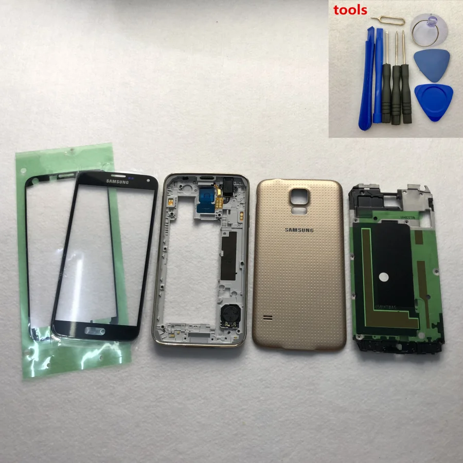 Чехол для Samsung Galaxy S5 i9600 G900F полноразмерный корпус средняя рамка Крышка