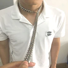 Кубинские мужские цепочки в стиле хип-хоп, серебряные, толстые, 316L, нержавеющая сталь, большое короткое ожерелье, ширина 15 мм, длина 70 см
