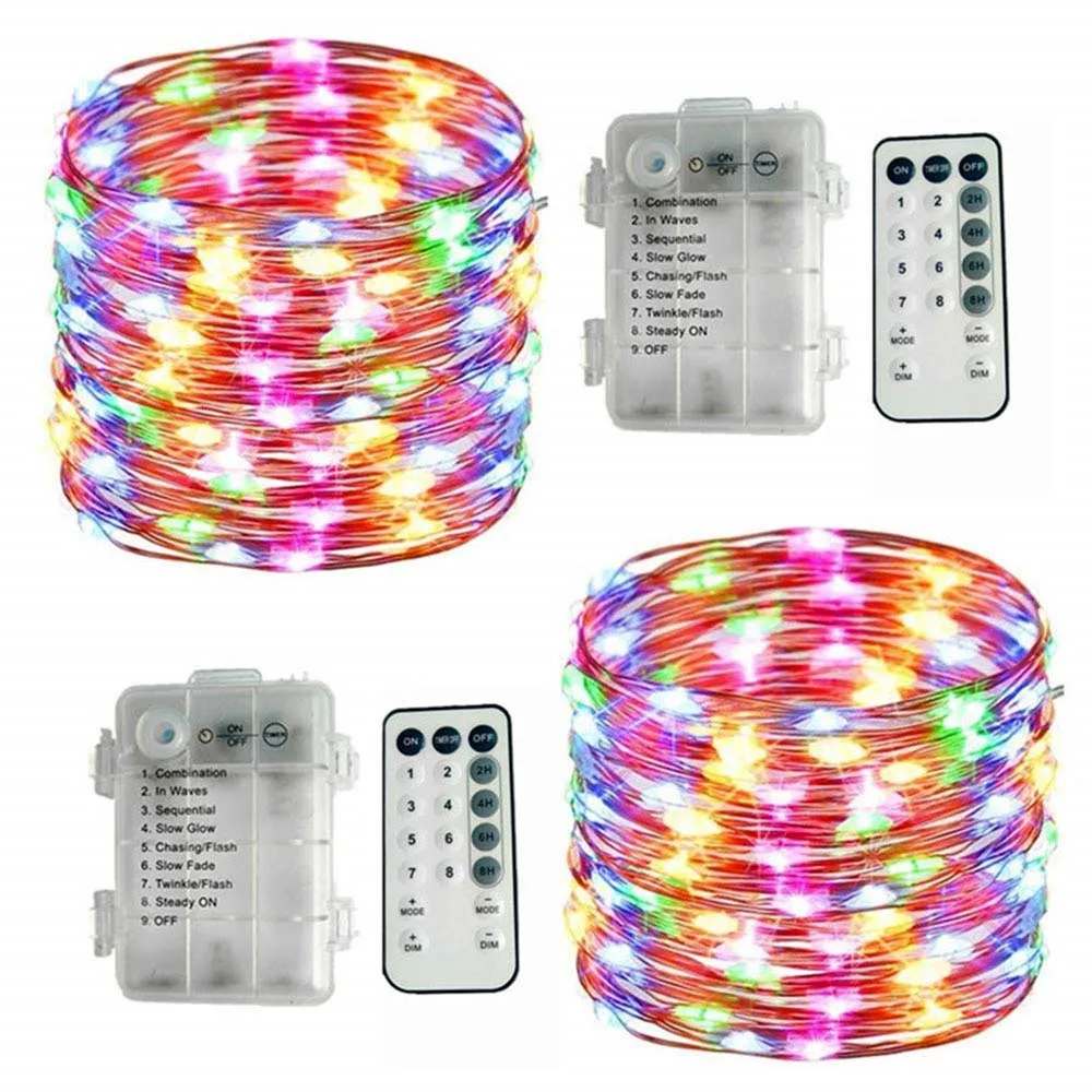 

5/10M 50/100LEDs Copper Wire LED String lights Fairy Garland Lamp White Warm light Party Wedding Decoration powered by Battery