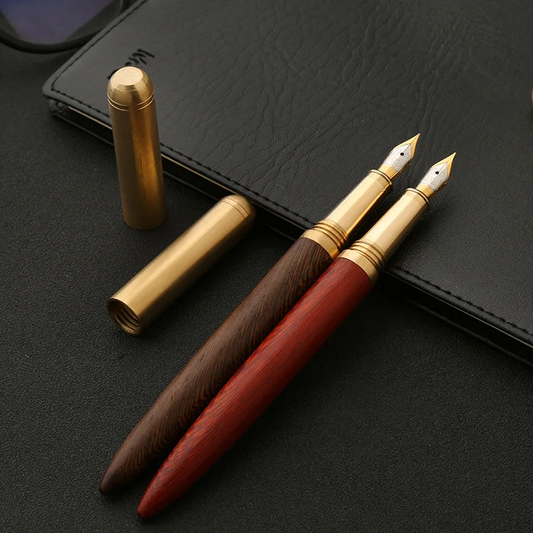 Luxury Brass Fountain Pen Office 0.7mm Ink Pen Student Wood Calligraphy Pens For School Writing Stationery Supplies