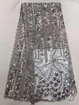 

Sequin embroidery French mesh lace with beads African lace fabric Nigeria lace suitable for stage costumes DIY 5 yards