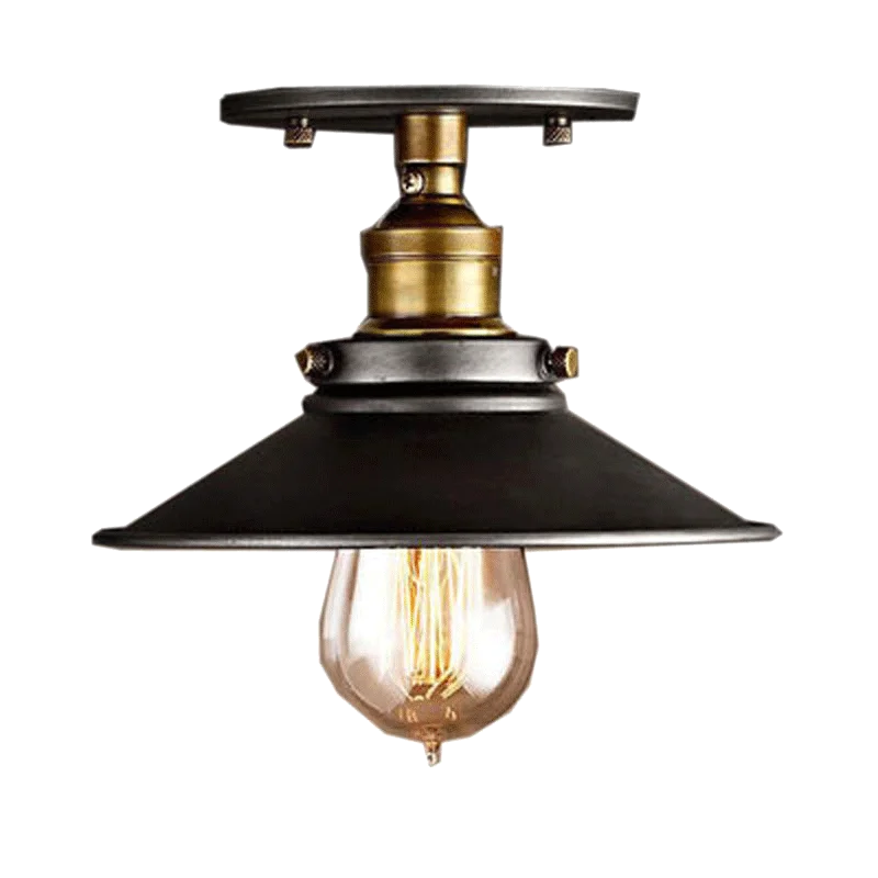 

Loft Vintage Ceiling Lamp Round Retro Ceiling Light Industrial Design Edison Bulb Antique Lampshade Ambilight Lighting Fixture