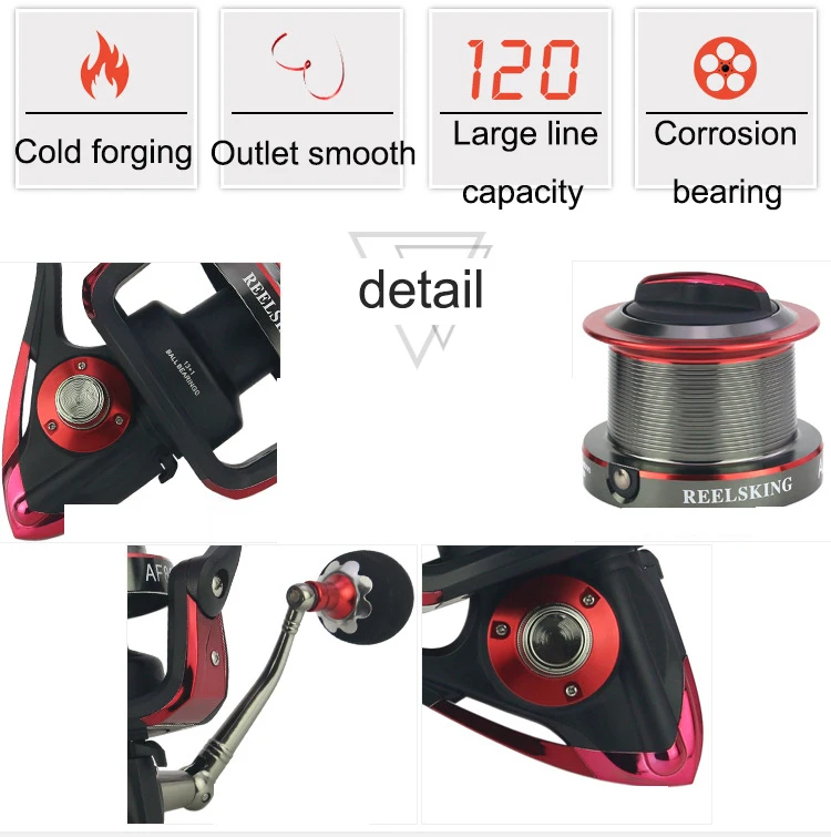 Roda de Fiar Distante sem Intervalos de Metal Carretel de Pesca Roda de Pesca de Mar Isca de Rock 13bb + 1cnc Pesca Bobinas Cheia Série af 8000 10 Roda de fiar pesca bobinas 13BB +