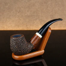 Классические изогнутые курительные трубы с белым кольцом, деревянные трубы, бесплатные инструменты, набор случайных выгравированных курительных труб 9 мм, фильтр, набор табачных труб