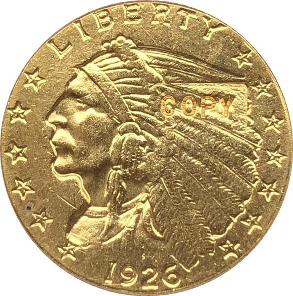 

24-K gold plated 1926 $2.5 GOLD Indian Half Eagle Coin Copy Free shipping