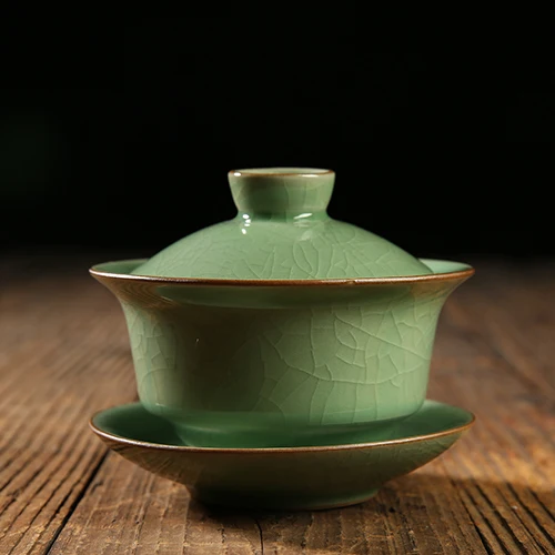 Креативный ледяной трещины текстура керамический Celadon Gaiwan с крышкой блюдце комплект китайский чайный набор кунг-фу пуэр чайник отправлен друг чайник - Цвет: 012