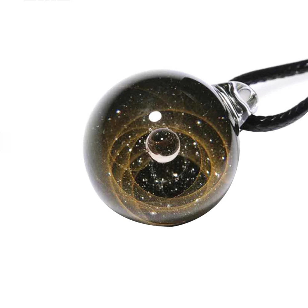 Миниатюрное Кристальное ожерелье с кулоном в виде галактического шара, ювелирный подарок HSJ88 - Окраска металла: Saturn