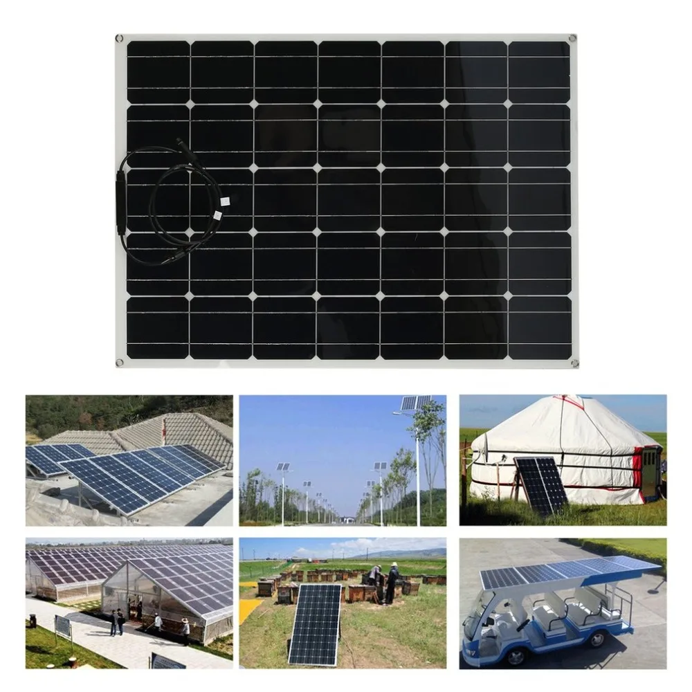 

Universal 150W Monocrystalline Solar Panel Flexible Solar Battery Charger High Efficiency for Outdoor Camping Emergency Power