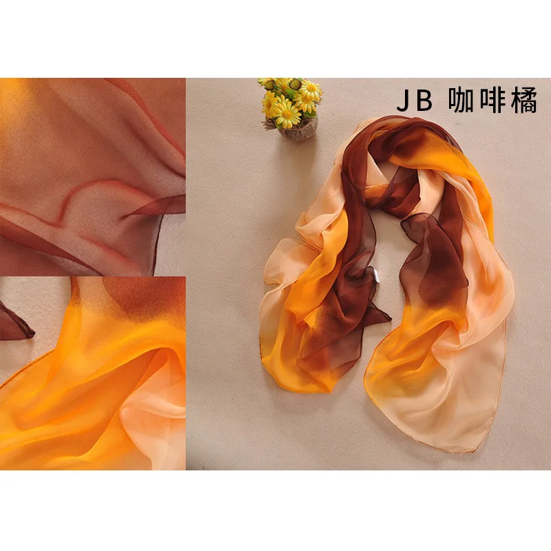Красивый шифоновый шарф для женщин, высокое качество, градиентные цвета, шифон, жоржет, шелковые шарфы, шаль, женский длинный дизайн, 155x47 см - Цвет: 14