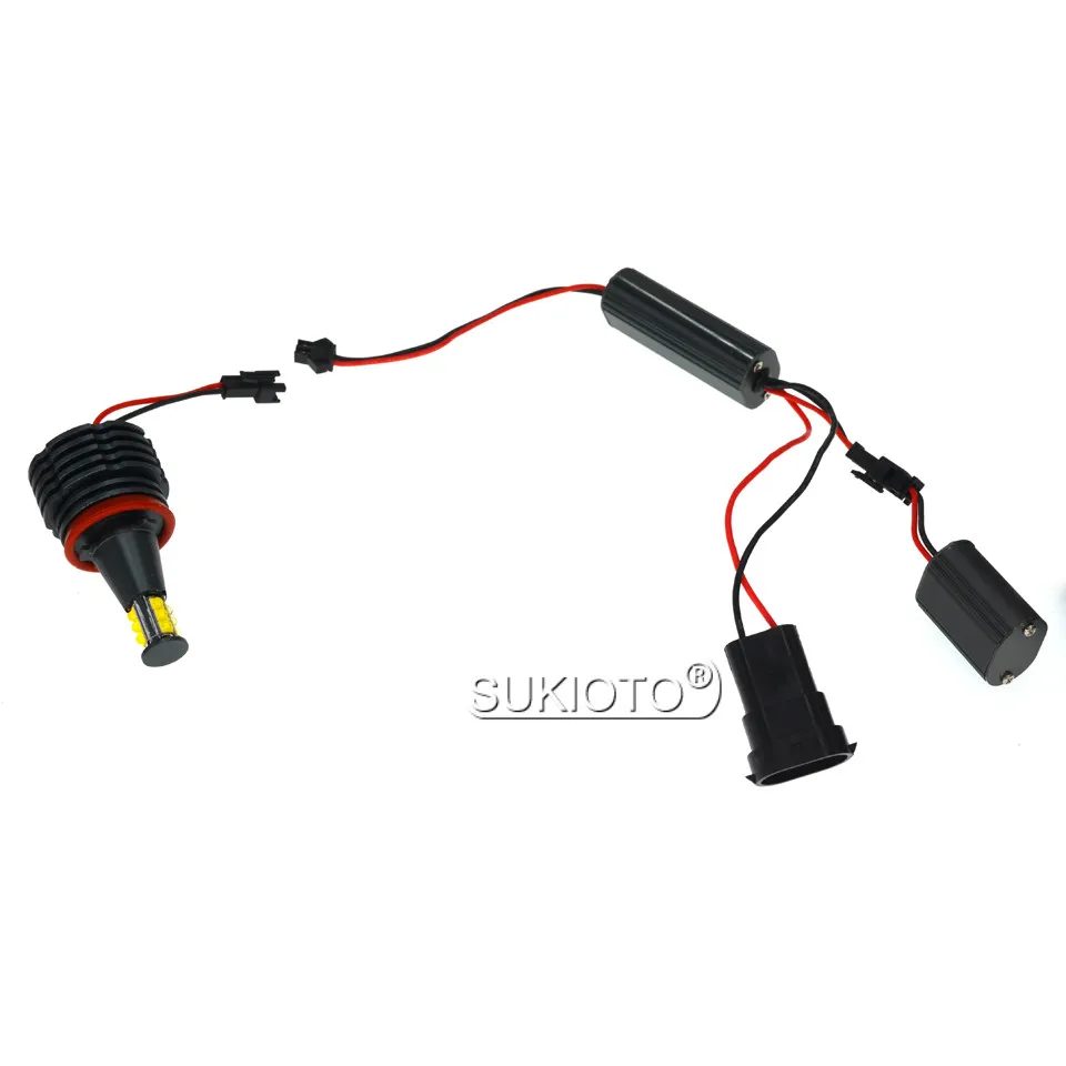 SUKIOTO 2PCS120W H8 LED Angel Eyes LED Marker DRL light 4800LM White 6500K For BMW E90 E91 E92 X5 E71 X6 E82 E87 M3 E60 E70 12V
