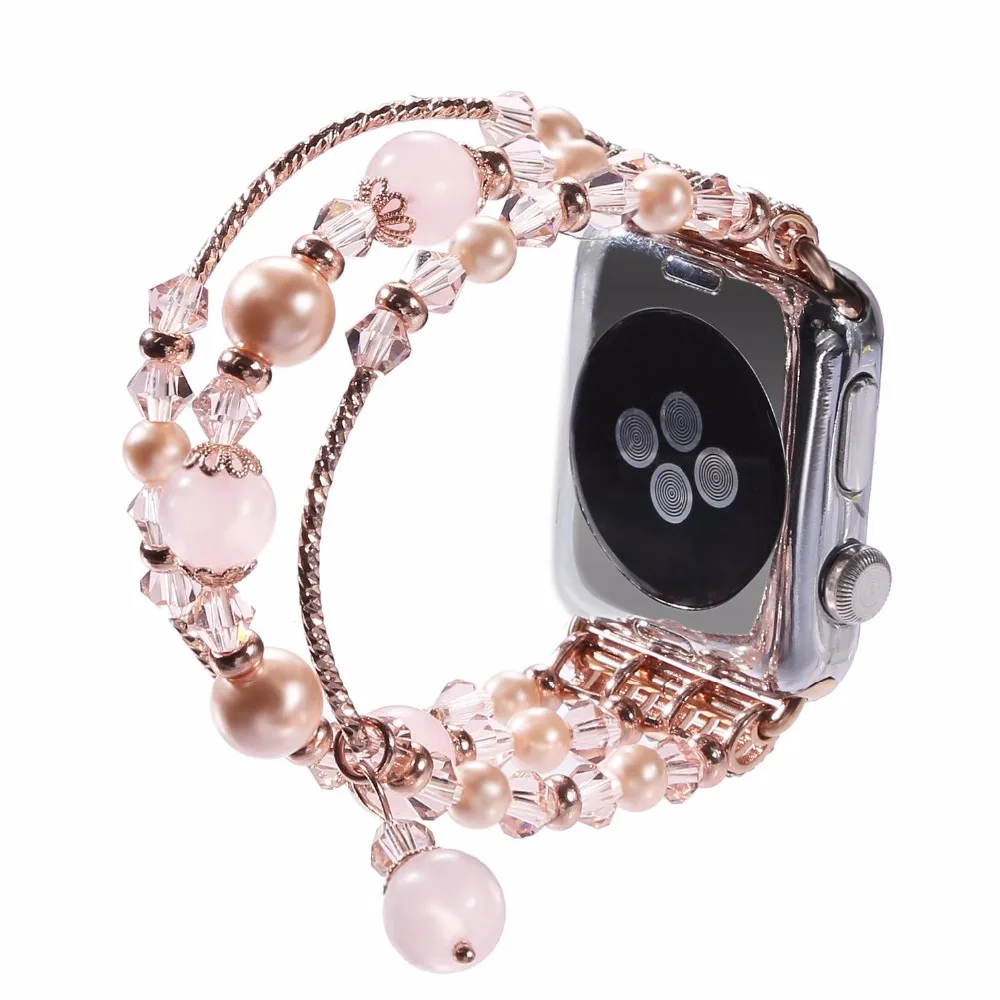 Ремешок для Apple Watch 4 3 38 мм 42 эластичный ремешок с бусинами iWatch 2 1 Женский браслет