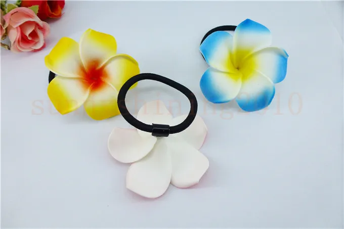 20 диаметр цветка украшение для волос ленты пены Гавайская Плюмерия эластичный с цветочным принтом Гавайский жасмин повязка на голову волос веревки