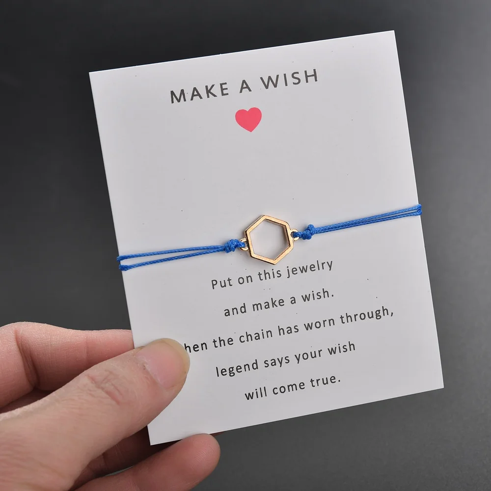 

Terreau Kathy Gold Color Geometric Alloy Adjustable Bracelets With Card Colorful Handmade Bracelet For Women Make A Wish