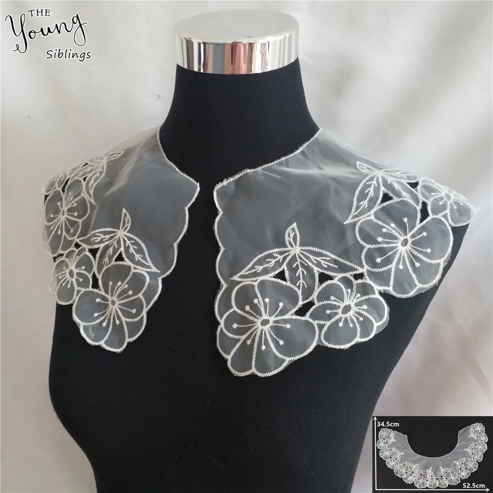 

New arrive Embroidery Applique Tulle Lace Neckline Fabrics Trim Dress Sewing Lace Collar DIY Clothing Accessory Craft supplies