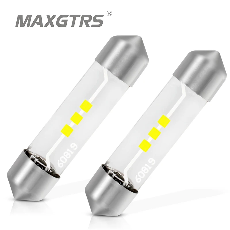 

2x Extremely Bright CSP Led Chips C5W 31mm 36mm 39mm 41mm Car Interior Lens Festoon Dome Reading Lamo Bulb 12V DC White
