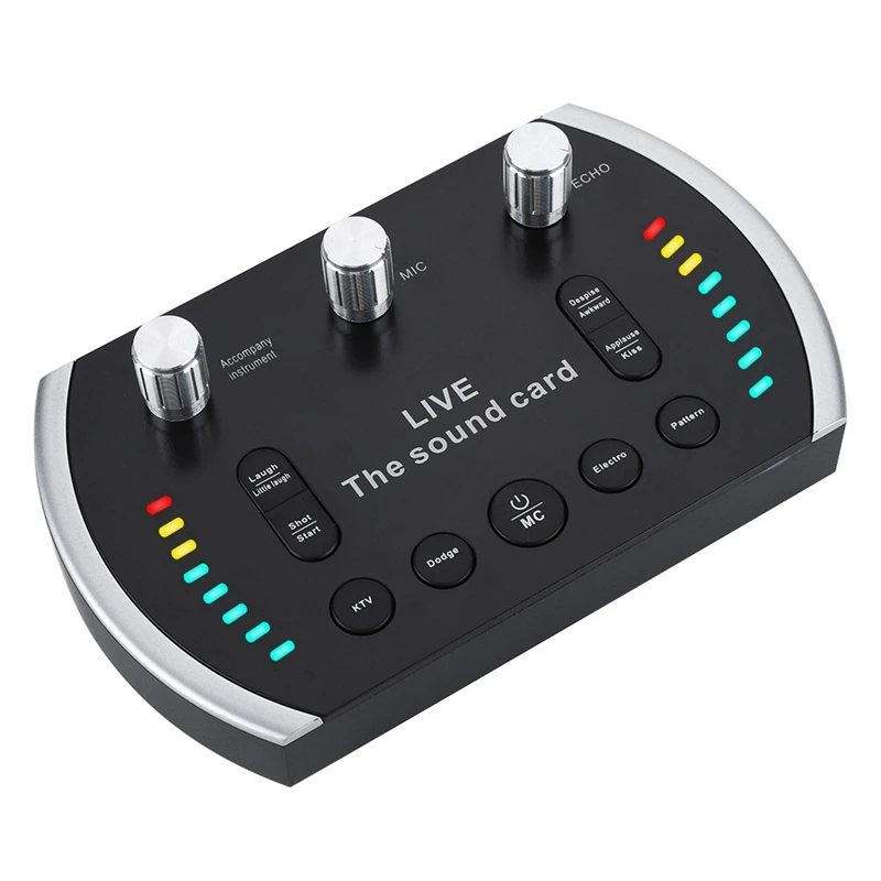 

Universal Live Sound Card Intelligent Voice Control Audio External Usb Headset Micro- phone Live Broadcast Sound Card Colorful