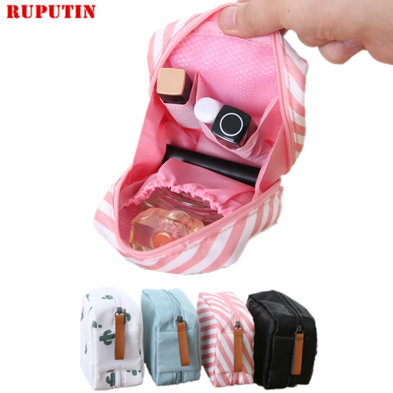  RUPUTIN 1pc Cute Sanitary Napkins Package Organizer Hygiene Cotton Bag Striped Mini Cosmetic Bags T