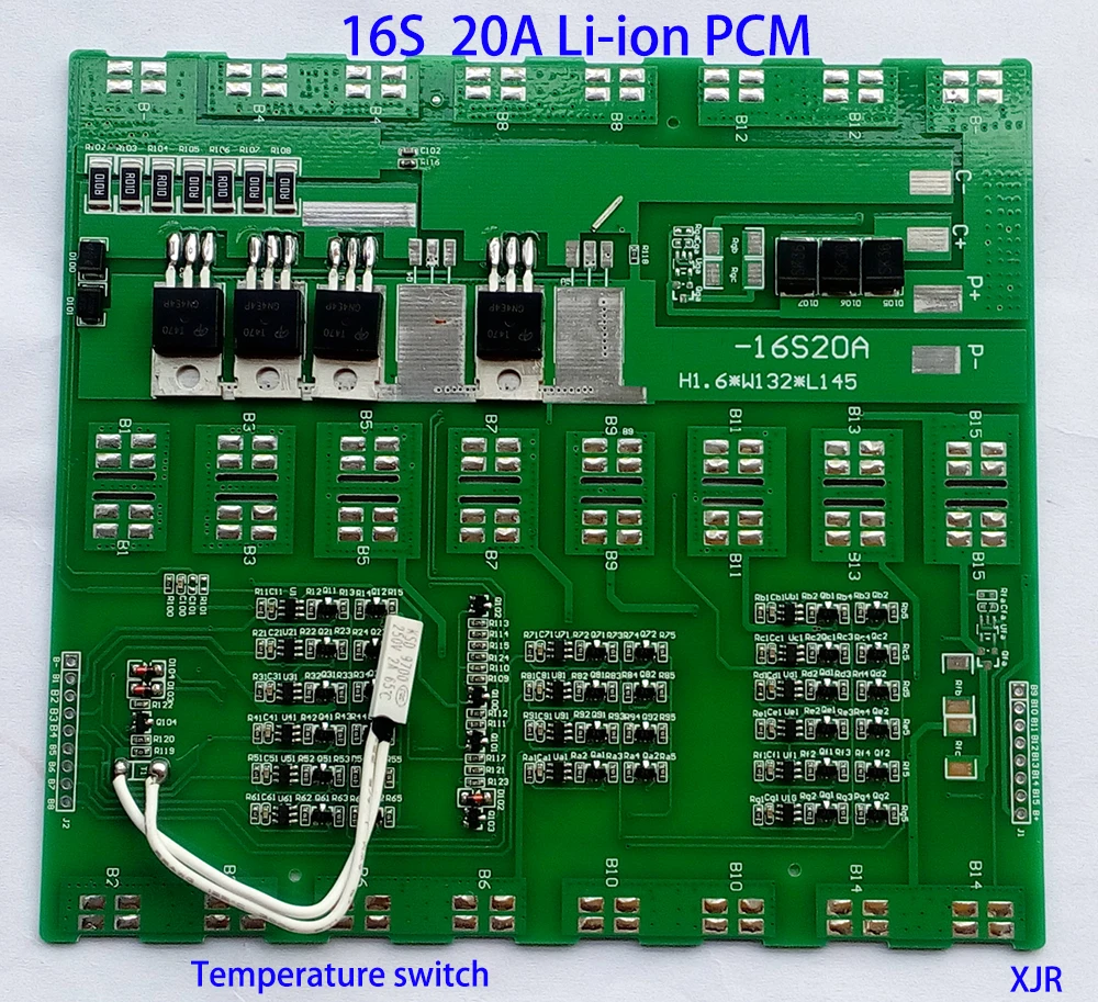 

16S 20A lithium lipo BMS/PCM/PCB battery protection board for unicycle 16 Packs 18650 Li-ion Battery Cell w/Temp