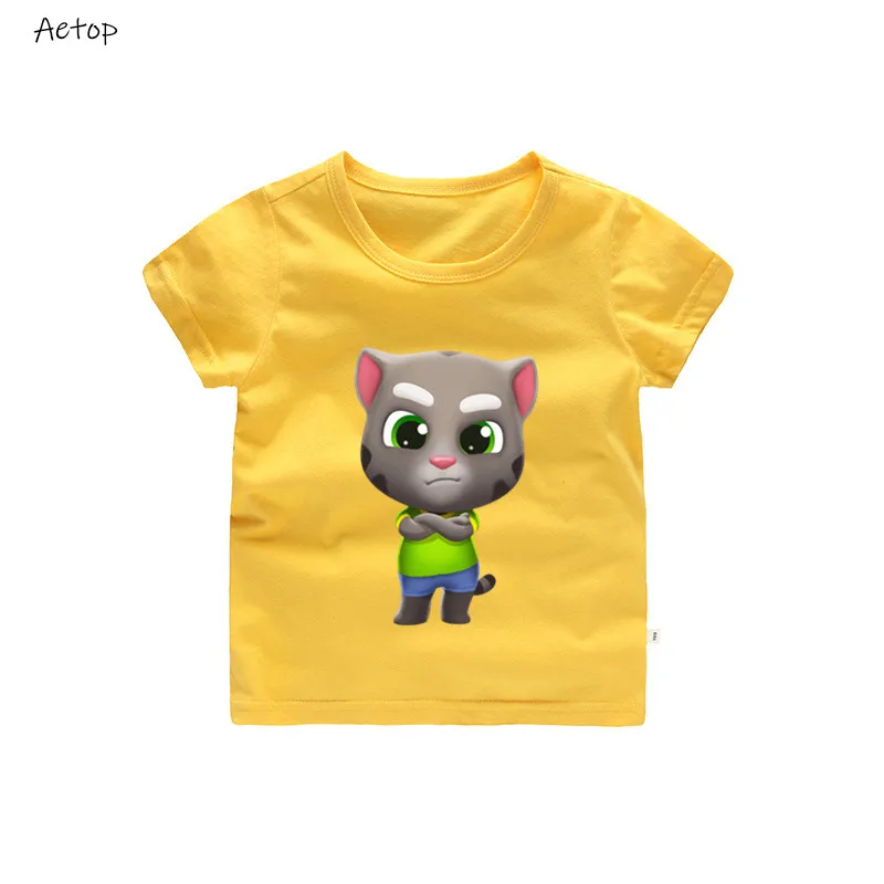 Популярные Детские любимые онлайн-игры, футболка для мальчиков с принтом «Том-кот», летняя футболка, костюмы с героями мультфильмов «Том-Кот» и «его друзья» - Цвет: yellow 1