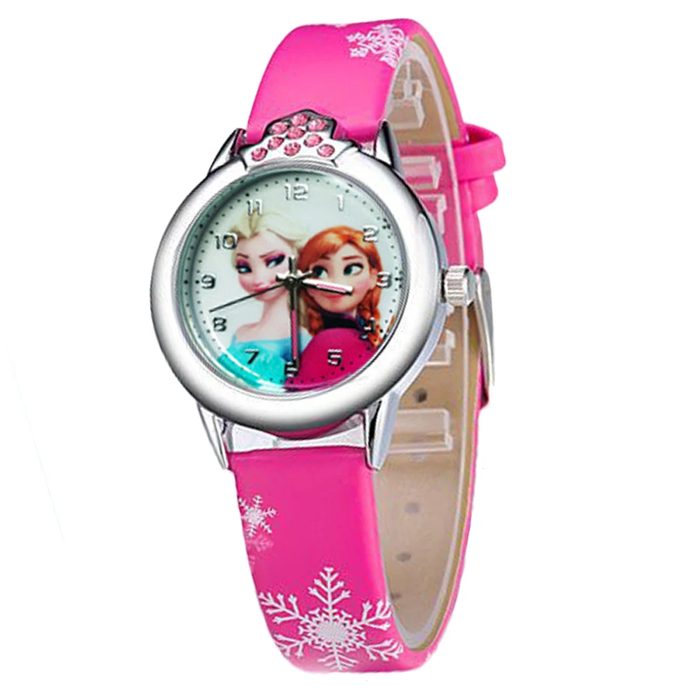 High qualityCartoon Children Watch Elsa Anna Princess watches multiple colour Leather Straps Student Sport Digital Quartz watch 