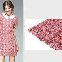 Красные туфли с отверстиями, растворимые в воде в форме сердца из полиэстера с вышивкой сетчатый кружевной ткани завод цветочный свадебный костюм DIY патчи ткань A044