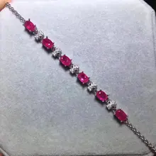 Отличающаяся хорошей устойчивостью натуральный 4*6 мм рубиновые браслеты s925 стерлингового серебра элегантное великолепное платье ювелирные украшения для женщин Свадебные натуральный рубин