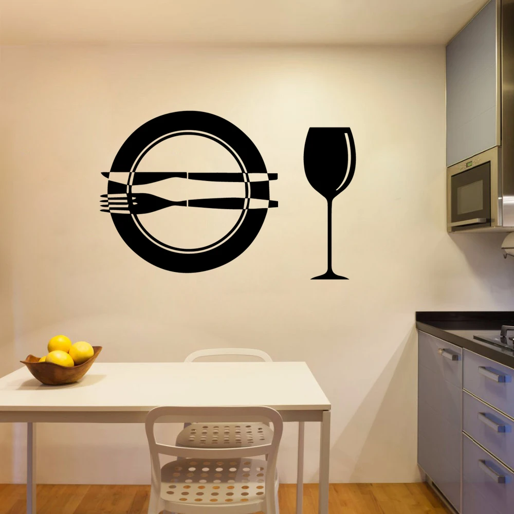 

Cartoon Style Tableware Wall Art Decal Wall Stickers Pvc Material Kids Room Nature Decor Removable Mural