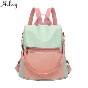 

Aelicy Women Large Capacity Simple Stylish Waterproof Student Bag Backpack Unisex Students Backpack Oxford Travel Bags Soft