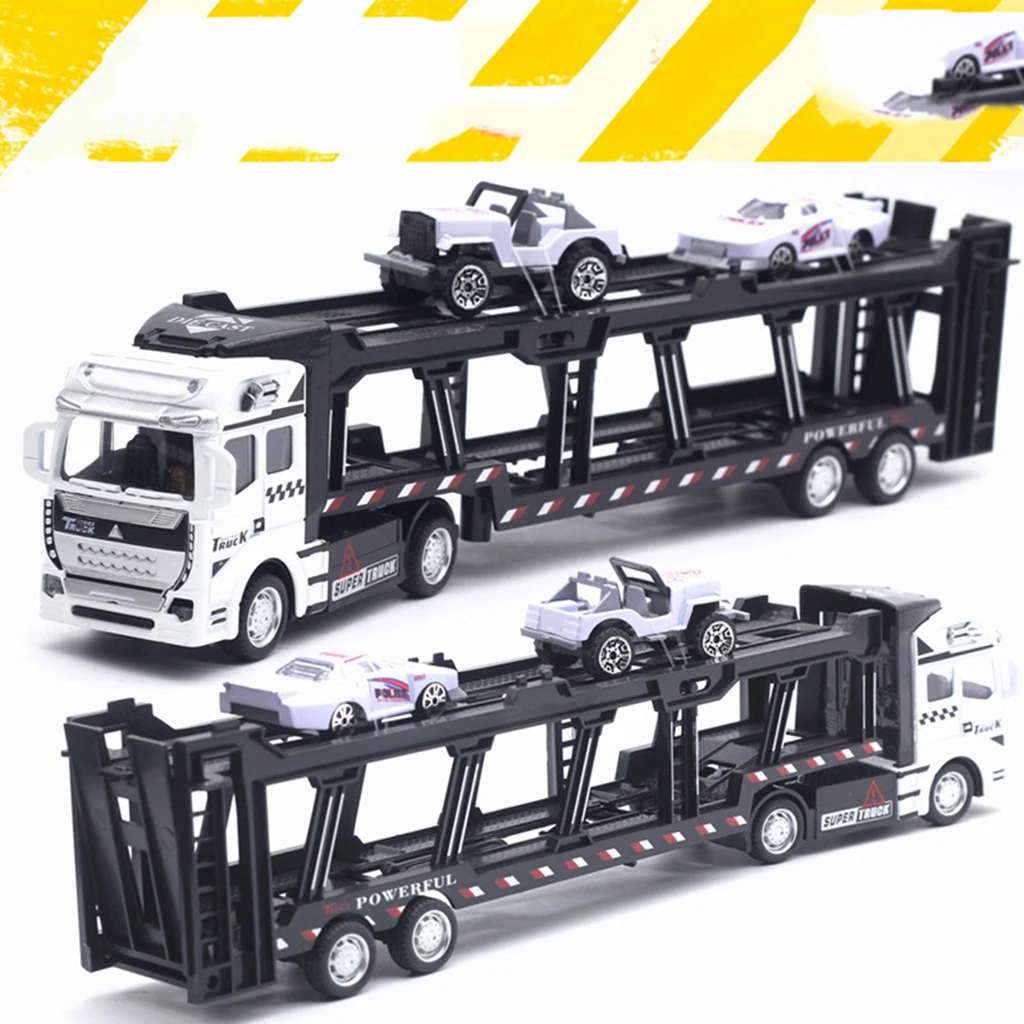 Mini Alloy Carrier Truck Toy Friction Powered Transport Car for Kids Toddler (Inclueds 2 Cars)