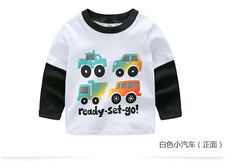 2018 Spring Autumn For 2-9 10 Years Children Cotton Striped Patchwork Cartoon Car Bus Truck Baby Kids Boys Long Sleeve T Shirts (27)