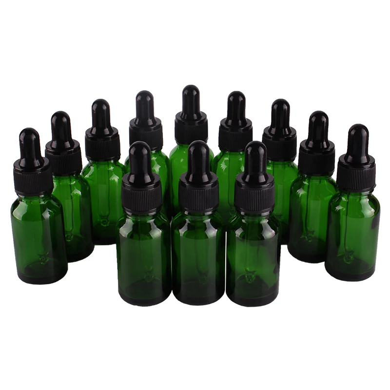 12pcs 15ml Green Glass Dropper Bottles with Pipette for ...
