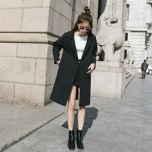 Черный длинный женский Блейзер минималистичный Повседневный женский пиджак с длинными рукавами для офиса женский однокнопочный чистый пиджак A3981